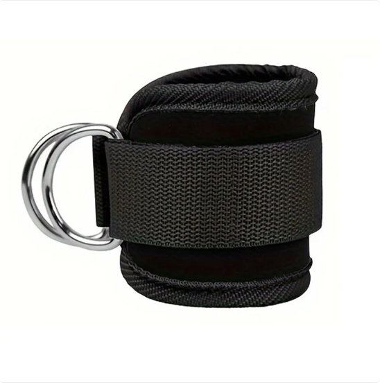 Ankle Strap Resistance Bands – Hip & Leg Strength Trainer - Black Silver Buckle Net